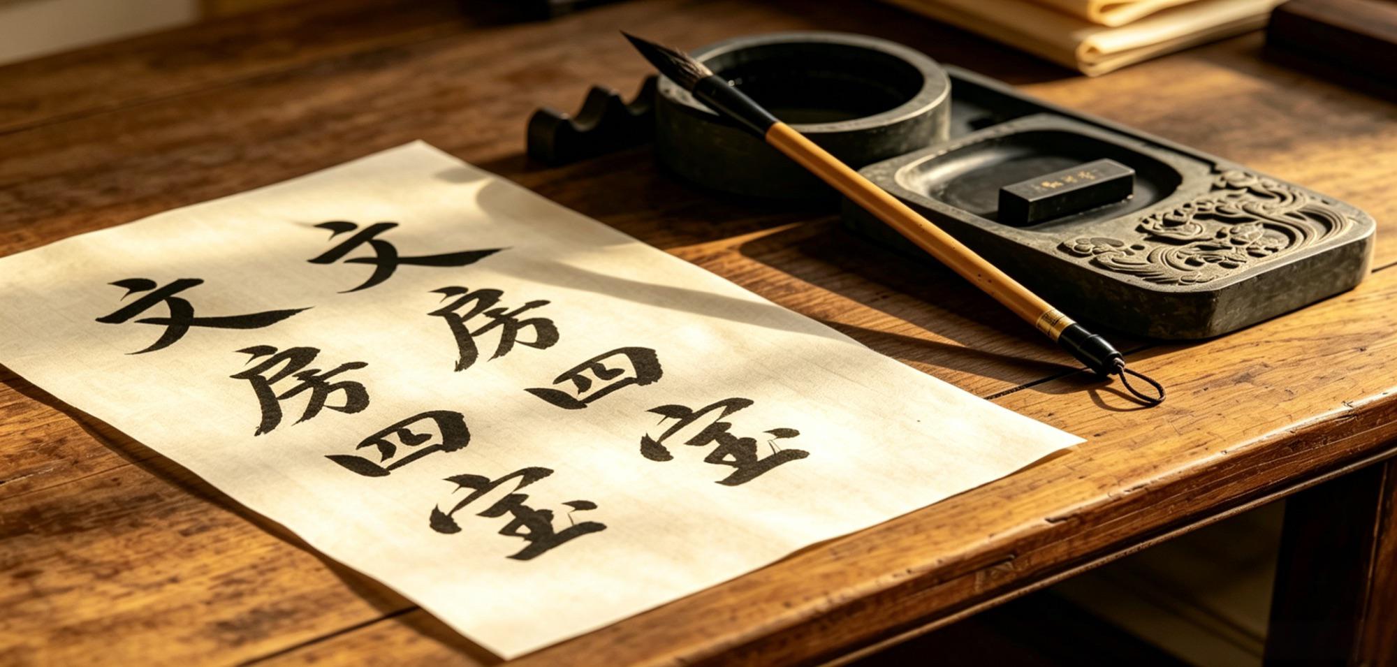 文房四宝：笔、墨、纸、砚